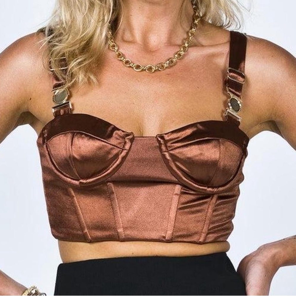 Princess Polly Leia Top women Size 4  bronze NEW Trendy Corset Festival